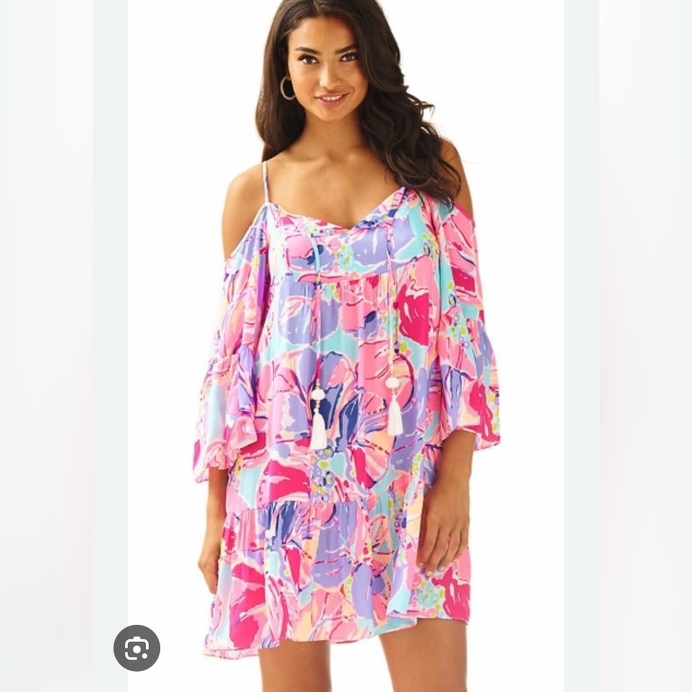 EUC XXS Lilly Pulitzer Alanna Jam Out off shoulder swing dress HTF 🦄